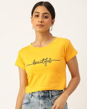 typographic print crew-neck top