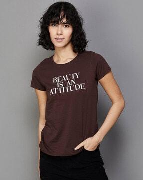 typographic print crew-neck top