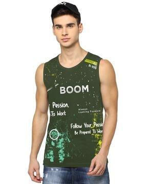 typographic print crew-neck vest