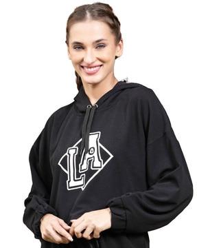 typographic print crop hoodie