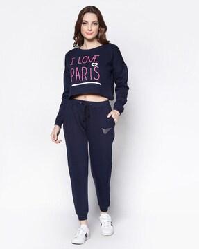 typographic print crop sweatshirt