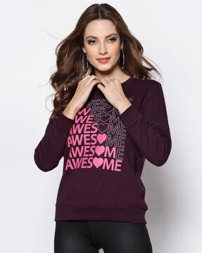 typographic print crop sweatshirt