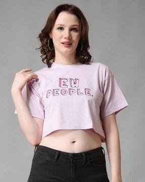 typographic print crop t-shirt