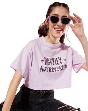 typographic print crop t-shirt