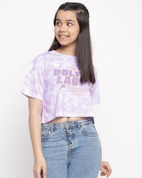 typographic print crop top