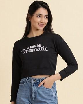 typographic print crop top