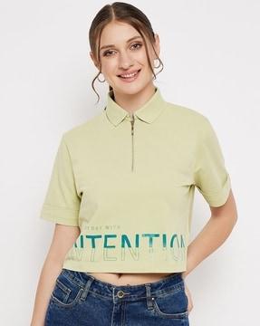 typographic print crop top