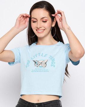 typographic print crop top