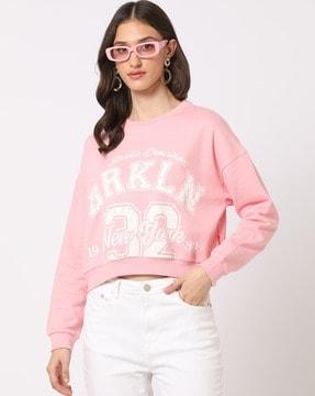 typographic print cropped sweatshirt