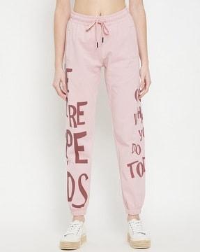 typographic print fitted track pant