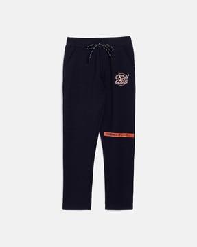 typographic print fitted track pants with insert pockets
