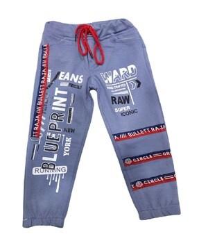 typographic print flat-front jogger pants