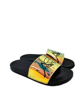 typographic print flip-flops