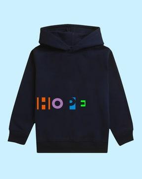 typographic print full-sleeve hoodie