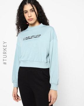 typographic print high-neck sweatshirt