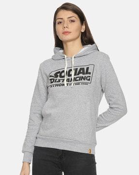 typographic print hooded sweatshirt