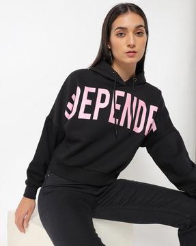 typographic print hooded sweatshirt