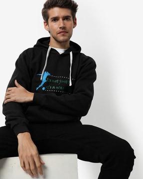 typographic print hooded sweatshirt