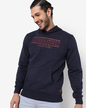 typographic print hooded sweatshirt