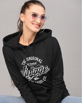 typographic print hooded sweatshirt