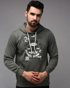 typographic print hooded sweatshirt