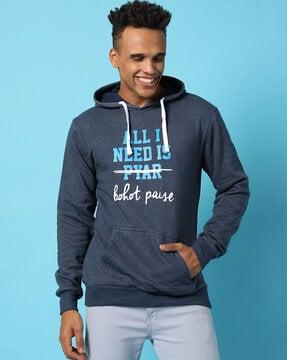 typographic print hooded sweatshirt