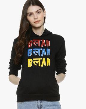 typographic print hooded sweatshirt