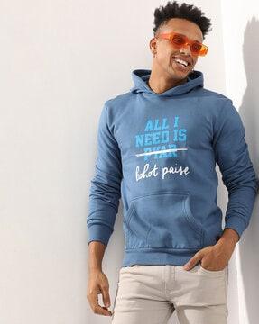 typographic print hooded sweatshirt