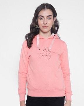 typographic print hooded sweatshirt