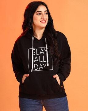 typographic print hooded sweatshirt