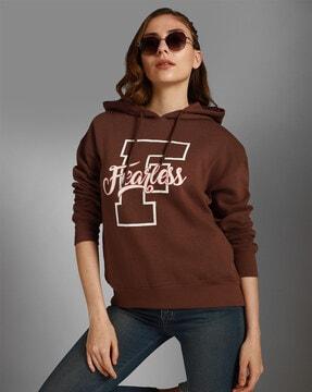 typographic print hoodie with drawstring