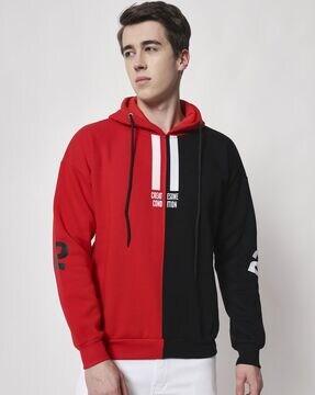 typographic print hoodie with drawstrings