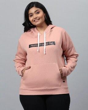 typographic print hoodie with kangaroo pocket