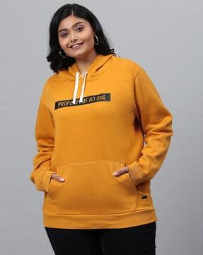 typographic print hoodie with kangaroo pocket