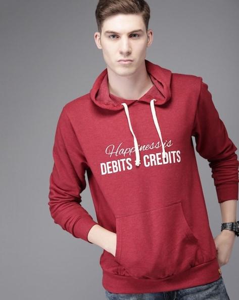 typographic print hoodie with kangaroo pocket