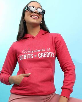 typographic print hoodie with kangaroo pocket