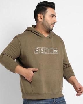 typographic print hoodie with kangaroo pocket