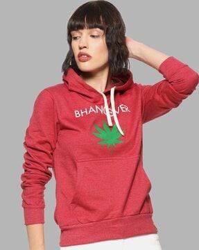 typographic print hoodie with kangaroo pockets