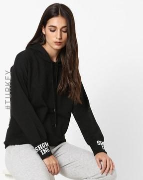 typographic print hoodie