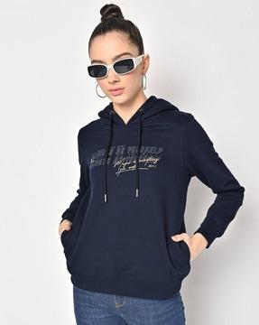 typographic print hoodie