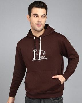 typographic print hoodies with kangaroo pockets