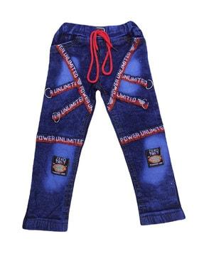 typographic print jogger jeans