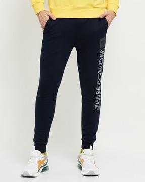 typographic print jogger pants with drawstring