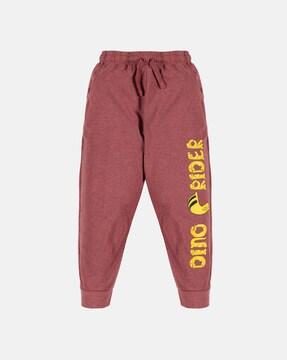 typographic print joggers with drawstring waist