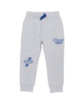 typographic print joggers with drawstring waist