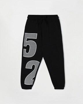 typographic print joggers with drawstring waist