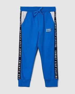 typographic print joggers with drawstrings