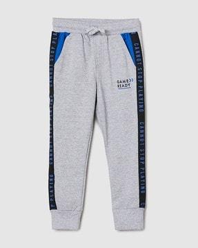 typographic print joggers with drawstrings