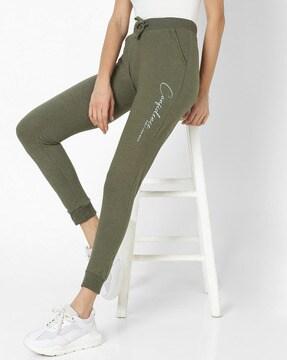 typographic print joggers with elasticated drawcord