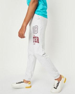 typographic print joggers with elasticated drawstring waist
